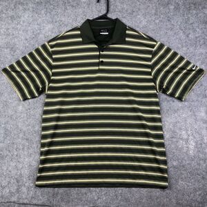 Nike Golf Polo Fit Dry Shirt Size Large Green Striped Performance Golfer Preppy